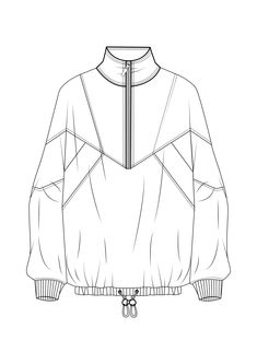 a drawing of a jacket with zippers on the shoulders