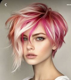 Lowlights Hair Color, Pink Pixie Cut, Lowlights Hair, Stylish Hair Colors, Bold Hair Color, Edgy Short Hair, Short Hair Color, Hair Colours, Hair Color And Cut