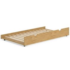 a wooden bed frame with four slats