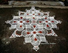 a white and red design on the ground