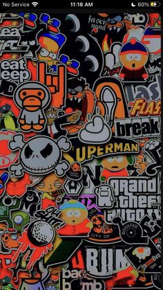 a bunch of stickers that are all over the place