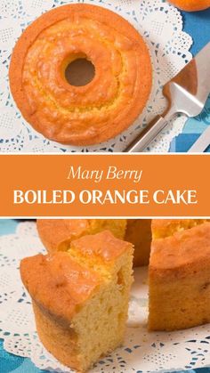 there is a bundt cake with orange icing on the top and in the middle