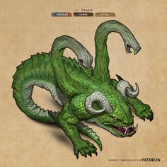 an image of a green dragon with big eyes and sharp fangs on it's head