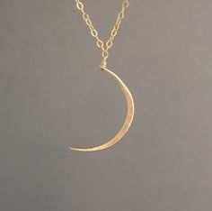 Crescent Moon Gold Fill Necklace also in Sterling Silver and Rose Gold Fill Minimalist Rose Gold Moon-shaped Jewelry, Simple Hand Forged Jewelry As Gift, Simple Hand Forged Jewelry For Gifts, Simple Hand Forged Jewelry For Gift, Delicate Crescent Rose Gold Jewelry, Hand Forged Moon-shaped Gold Jewelry, Hand Forged Moon Shaped Gold Jewelry, Rose Gold Sterling Silver Half Moon Jewelry, Minimalist Crescent Hammered Jewelry