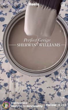 a paint can being painted with the words perfect greene sherwin williams