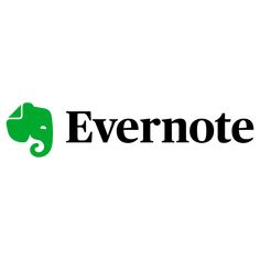 the evermote logo with an elephant on it's head and green lettering