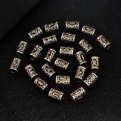 24pcs Norse Viking Runes Hair & Beard Ornaments Set | Norse Spirit Viking Hair Beads, Beard Ornaments, Beard Beads, African Goddess, Viking Beard, Norse Jewelry, Viking Hair, Loc Jewelry, Elder Futhark