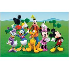 the mickey mouse book to color is shown in this image, it shows many different characters