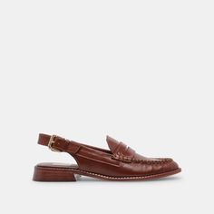 Hardi Loafers Brown Crinkle Patent | Slingback Loafers Dolce Vita Hardi Loafers, Loafer Slingback, Thrift Aesthetic, Loafers Brown, Patent Loafers, European Shoes, Stance Socks, Corporate America, Black Tape