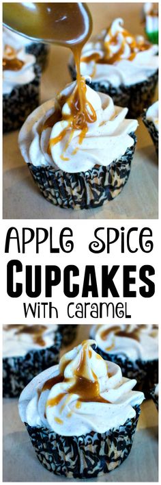 caramel apple spice cupcakes with caramel icing