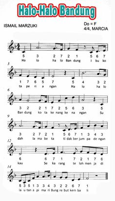 sheet music with the words hale - halo bandung