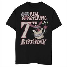 The birthday boy will love wearing this Boys Aaahh!!! Real Monsters Group Shot 7th Birthday Husky Graphic Tee. FEATURES Crewneck Short SleevesFABRIC & CARE Cotton/Polyester Machine wash Imported Size: S HUSKY. Color: Black. Gender: male. Age Group: kids. Material: Cotton Blend. 7th Birthday Boys, Husky Black, Birthday Graphic, Real Monsters, Group Shots, Boy Tees, 7th Birthday, Birthday Boy, Boy Birthday