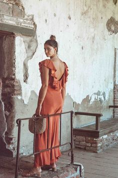 Florence Dress - Sandstone Orange Silk Dress - MERRITT CHARLES Slim Aarons Photos, Orange Silk Dress, Travel Pants Women, Bias Cut Dress, Travel Clothes Women, Slim Aarons, Travel Pants, Cut Dress, Travel Dress