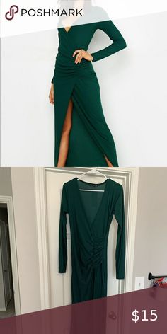 Forest Green Boohoo Maxi Dress Boohoo Tall Plunge Ruched Detail Maxi Dress Forest green Never worn - tags still on. UK size 12 US size 8 Boohoo Dresses Maxi Boohoo Dresses, Dresses Maxi, Forest Green, One Shoulder Dress, Size 12, Forest, Maxi Dress, Womens Dresses, Tags