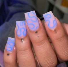 Medium Short Acrylic Nails Designs, Birthday Nail Acrylic, Short Acrylic Nails Extra, Short Square Acrylic Nails Designs Blue, Nail Aura Design, Colorful Short Acrylic Nails, Shorties Acrylic Nails Square Design, Baddie Nails Coffin Medium, Really Short Square Nails