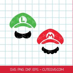 two hats with mustaches on them and the words svg png dxf eps