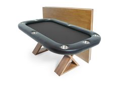 an image of a black casino table with wooden backboard and side panels on white background