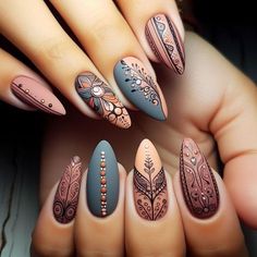 Bandhani Nail Art, Paisley Nails, Bohemian Nails, Mandala Nails, Boho Nails, Sweater Nails