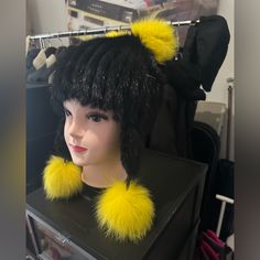 100% Mink Hat With Yellow Pom-Poms Brand New Stay Warm In Style With This Cozy Black Mink Hat, Perfect For Chilly Days. The Soft, Luxurious Black Fur Is Complemented By Playful Pom-Poms On Top, Giving It A Fun And Unique Touch. The Ear Flaps And Dangling Pom-Poms Not Only Add Character But Also Extra Warmth. Whether You're Out For A Winter Walk Or Heading To A Casual Outing, This Hat Adds A Bit Of Flair To Any Cold-Weather Look. It's A Mix Of Comfort And Playful Charm That’s Sure To Turn Heads A Winter Walk, Pom Poms, Black N Yellow, Stay Warm, Cold Weather, New Color, Pom Pom, Women Accessories, Brand New