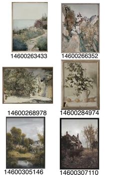 four different paintings with numbers on them