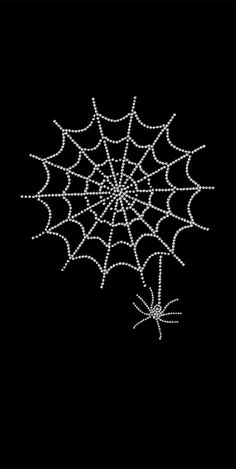 a spider web on a black background with white dots in the shape of a circle