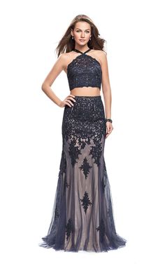 La Femme 26305 Navy Top Prom Dresses, Sheath Gown, Column Skirt, Prom Dress Styles, Prom Dress Shopping, Piece Prom Dress, Prom Dresses Online, Mermaid Skirt, Evening Outfits