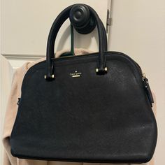 Black Zipped Tote/Work Bag Kate Spade Never Used Black Bag With Zipper Closure For Fall, Black Satchel With Zipper Closure For On-the-go, Black Satchel With Zipper Pocket For Fall, Black Satchel With Zipper Pocket For Errands, Black Bags With Gold-tone Hardware, Fall Satchel With Zipper Closure For Errands, Kate Spade Handbag, Work Tote Bag, Zip Tote