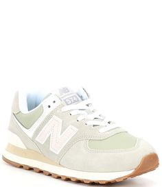 From New Balance, the Women's 574 Lifestyle Suede Retro Sneakers feature:Suede and synthetic upperLace up closureLightweight EVA foam cushioning in the midsole and heelENCAP midsole cushioning combines soft foam with a durable polyurethane rimRubber outsoleApprox.9.6 oz./273.2 GImported. Women’s New Balance 574, 574 New Balance, Green New Balance, New Balance 574, Casual Sneakers Women, New Balance Women, Retro Sneakers, Eva Foam, Dillard's