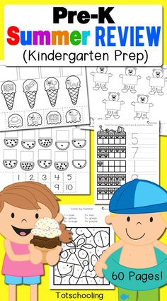 the printable summer review for kids with ice cream cones and sundaes