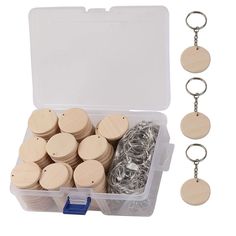 PRICES MAY VARY. Package:comes with 50 pcs round wooden blanks,100 pcs key chain and 100 rings and 1 piece of plastic box, 301 pieces in total,the sufficient quantity can help you DIY your crafts easily. Size Information:: The diameter of each slice is about 35 mm/ 1.37",the thickness is about 4.5 mm/ 0.18",each slice has 1 holes with 3 mm/ 0.12" diameter, and the diameter of each key ring is about 25 mm/ 0.98" Material: These slices are made of wood,the keychains and key rings connectors are ma Keychain Rings, Keychain Craft, Wooden Keychain, Wood Circles, Jewelry Clasps, Keychain Set, Jewelry Making Charms, Ring Crafts, Wooden Pendant