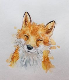 a painting of a fox with its eyes closed