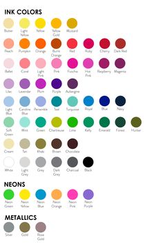 the color chart for ink colors