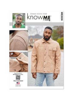 an image of a man wearing a jacket with the words know me written on it