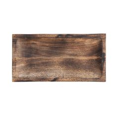 a rectangular wooden tray on a white background