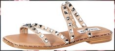 Steve Madden Women's Skyler Flat Sandal Cinderella Slipper, Open Toe Slippers, Beautiful Sandals, Studded Flats, Slip On Flats, Shoe Last, Flats Sandals, Studded Sandals