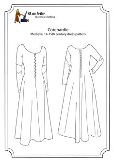 Sewing Pattern-cotehardie Medieval Dress - Etsy Larp Patterns, Medieval Dress Peasant, Armour Ideas, Viking Apron Dress, Medieval Dress Pattern, Medieval Pattern, Sca Garb, Medieval Garb, Viking Dress