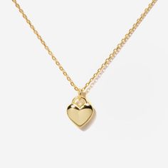 Puffed Heart 14K Gold Plated Necklace | Little Sky Stone