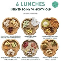 the six lunches i served to my 10 month old are on wooden trays