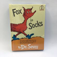 the book cover for fox in socks by dr seuss is shown on a white background