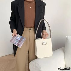 Olivia Mark - New fashion solid color armpit bag senior sense of fashion handbag PU shaped vertical small square bag female Armpit Bag, Bird In Bag, Square Bag, Olivia Mark, Fashion Handbags, New Fashion, Black And Brown, Top Handle Bag, Sense