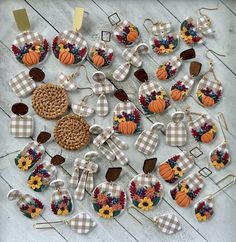 a table topped with lots of fall themed items