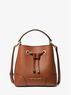 Bucket Bag Style, Coach Bucket Bag, Michael Kors Mercer, Michael Kors Outlet, Satin Bags, Leather Bucket Bag, Leather Bucket, Brown Bags, Tote Backpack