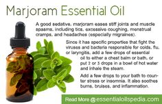 Find out what properties and uses Marjoram essential oil has: http://www.essentialoilspedia.com/marjoram/ Top Essential Oils, Homemade Cleaners, Hand Soaps