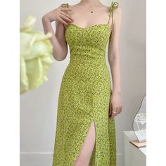 Condition: New, Never Worn French Style Floral Spring/Summer Slit Dress Lightweight Material Spring Floral, French Style, New Color, New Dress, Spring Summer, Midi Dress, Womens Dresses, Floral, Green