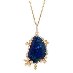 Australian Black Opal Fancy Yellow Diamond Gold Pendant For Sale at 1stDibs Diamond Gold Pendant, Black Opal Jewelry, Australian Opal Jewelry, Haute Jewelry, Jelly Opal, Gold Link Necklace, Australian Black Opal, Pendant Diamond, Fancy Yellow Diamond