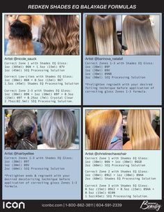 Redken Shades Eq Gray Formula, Loreal Formulas Hair Colors, Hair Color Correction Chart, Shades Eq Fill Formula, Redken Permanent Hair Color Formulas, Low Light Formulas, 7na Shades Eq, Balayage Formulas