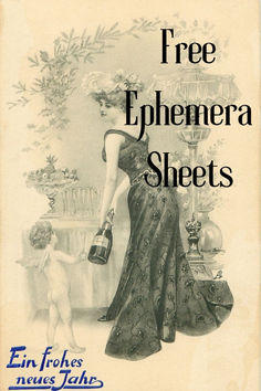 an old advertisement for ephemera sheets with a woman holding a watering can in her hand