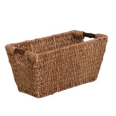 a large brown basket with handles