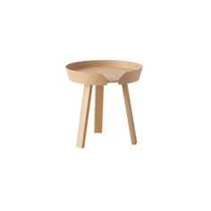 a small wooden table with two legs