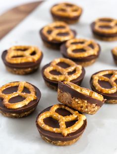 chocolate covered pretzels are stacked on top of each other with the words healthy take 5 candy